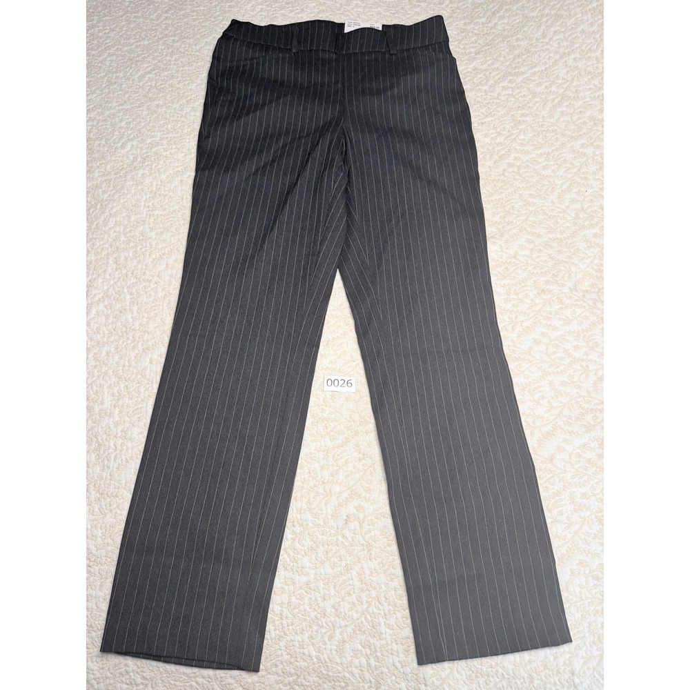 Rafaella Womens Pinstripe Stretch Pants Charcoal Gray Straight Leg Trousers 6